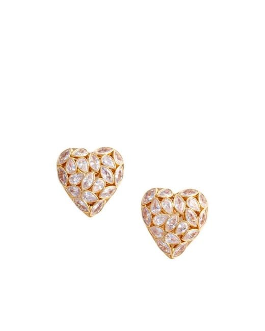 Self-Portrait Metallic Embellished Heart Earrings