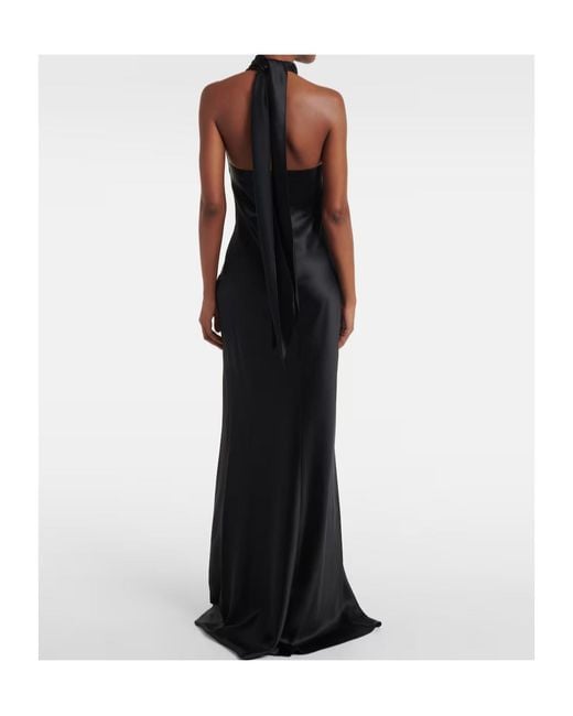 Ralph Lauren Black Chilton Halterneck Satin Gown