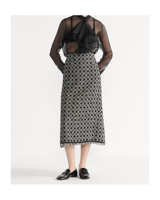 Dior Gray Mid-Length Macrocannage Flared Skirt