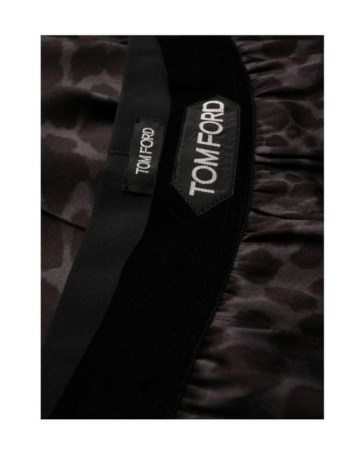 Tom Ford Black Leopard-Printed Stretched Pajama Trousers for men