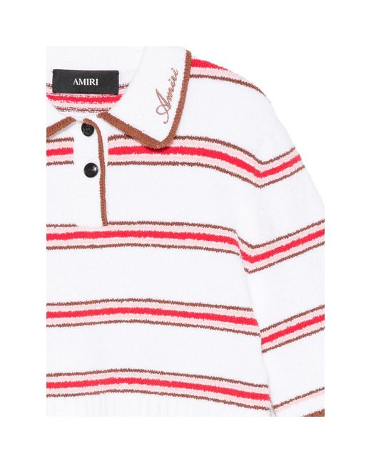 Amiri White Striped Polo Shirt