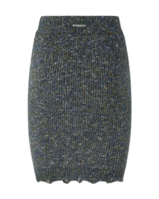 Pinko Gray Cable-Knit Embellished Skirt