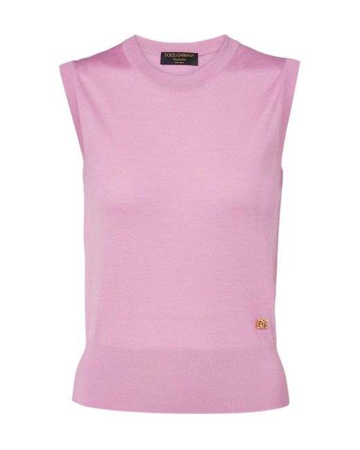 Dolce & Gabbana Pink Crew Neck Vest