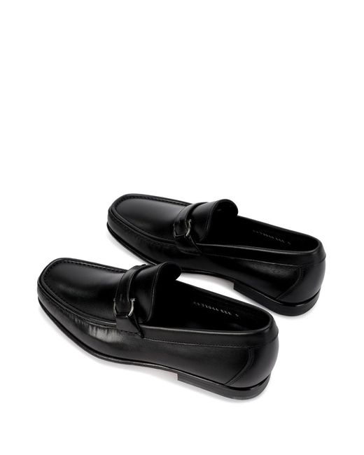 Ferragamo Black Logo Buckle Business Casual Shoes for men