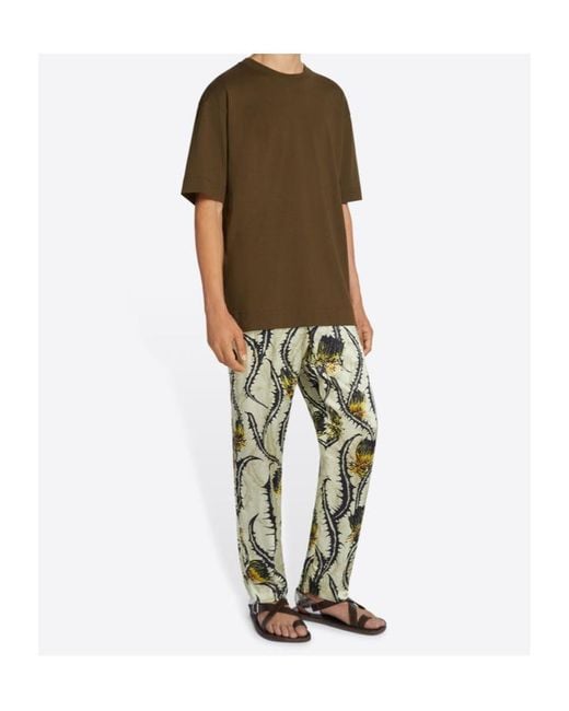Dries Van Noten Green Boxy Crewneck T-Shirt for men