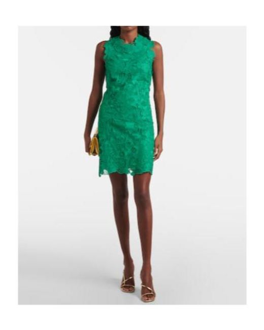 Monique Lhuillier Green Floral Lace Minidress