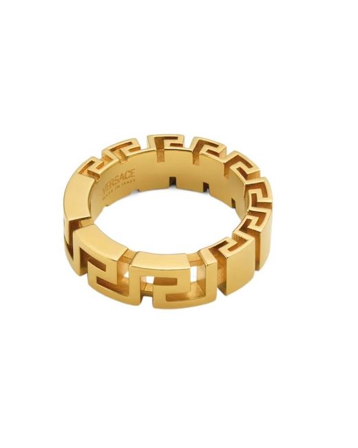 Versace Metallic Greek Pattern Ring for men