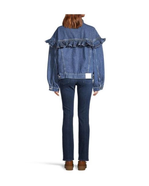 FRAME Blue Ruffled Denim Jacket