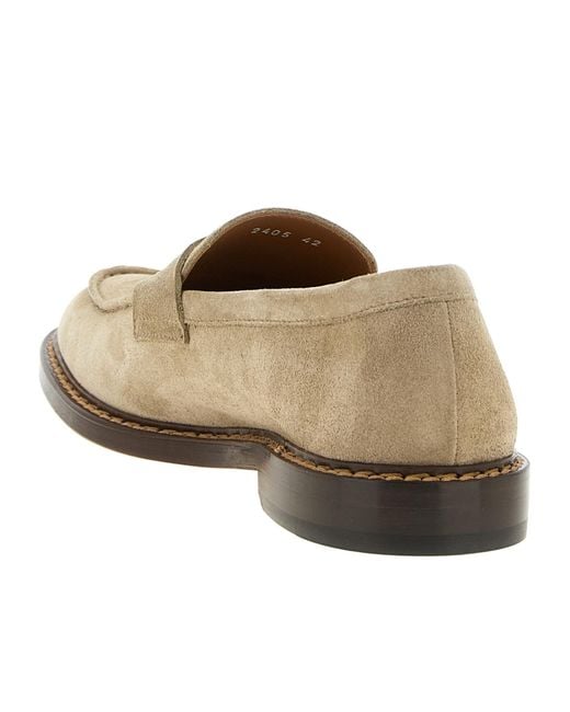 Doucal's Natural Suede Penny Loafers for men