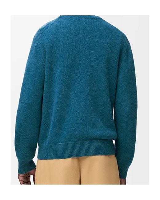 Loewe Blue Logo Embroidered Crewneck Jumper for men