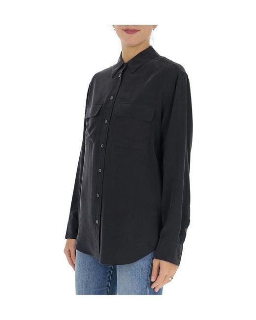 Equipment Black Plain Shirt