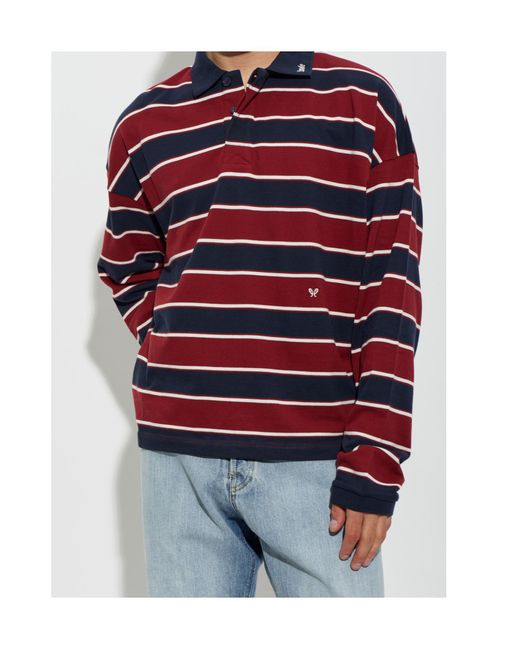 Rhude Red Long-Sleeve Polo Shirt for men