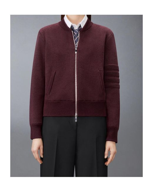 Thom Browne Purple Ottoman Milano Stitch 4-Bar Bomber Jacket
