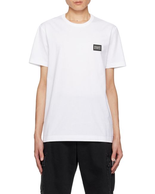 Dolce & Gabbana White Logo Plaque Short Sleeved T-Shirt for men