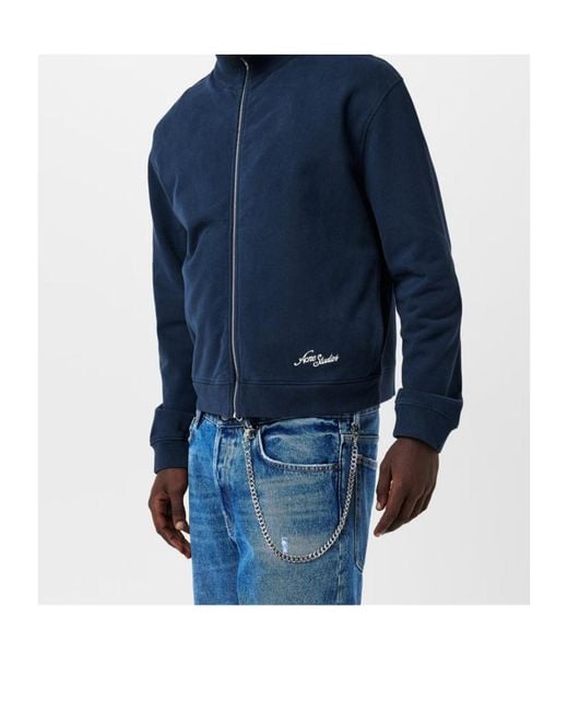 Acne Blue Logo Zip Hoodie for men