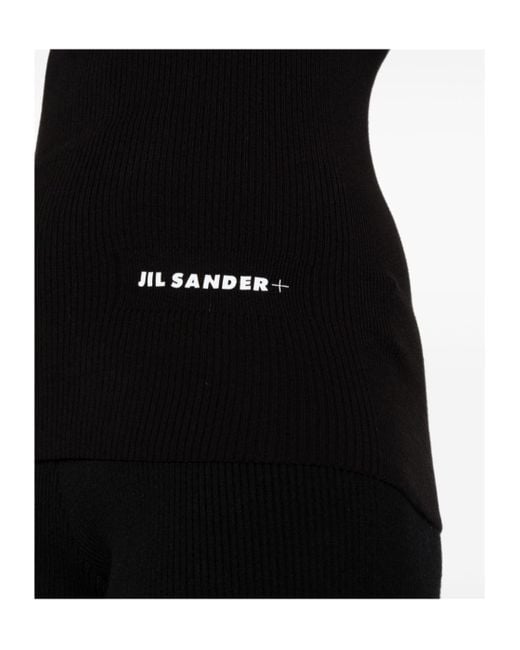 Jil Sander Black Fine-Ribbed Sleeveless Top