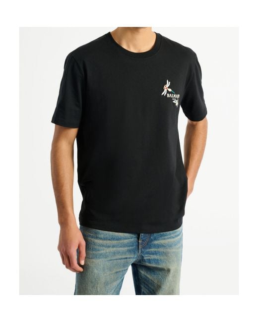 Balmain Black Embroidered Insect T-Shirt for men