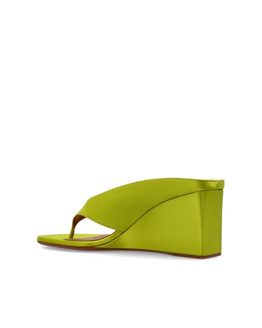 Alaïa Yellow Cube Thong Wedge Mules