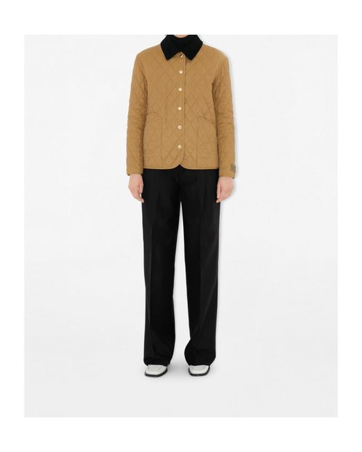 Burberry Brown Diamond Quilted Button-Up Jacket
