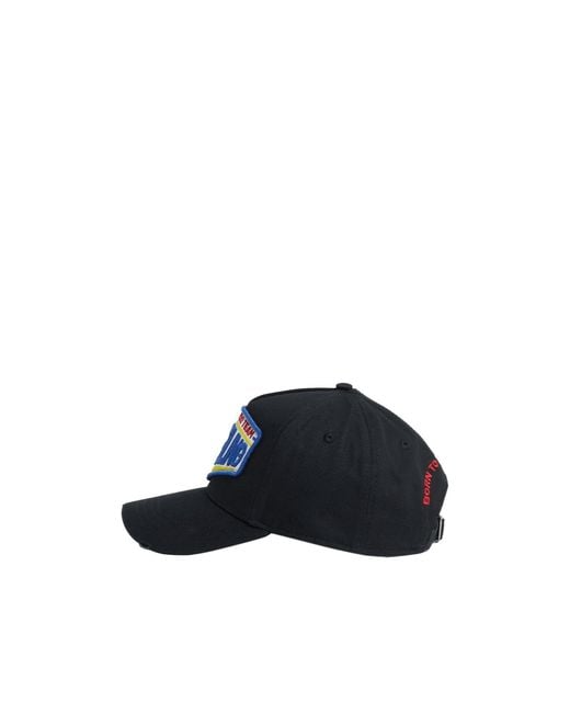 DSquared² Blue Logo Patch Distressed Baseball Cap for men