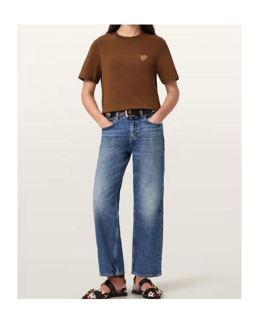 AllSaints Brown Lover Lisa Embroidered T-Shirt