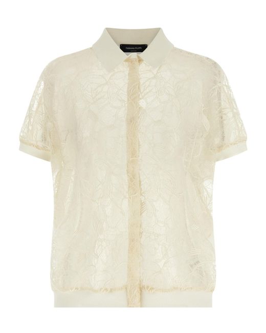 Fabiana Filippi White Short Sleeved Lace Cardigan