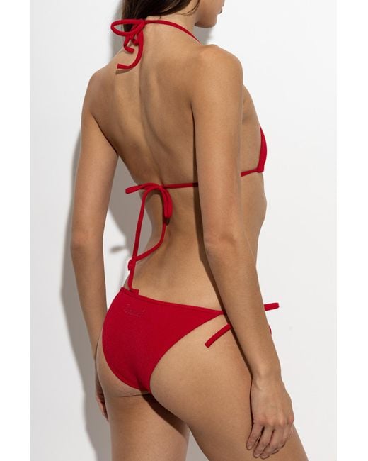 DSquared² Red Lace-Up Bikini Top