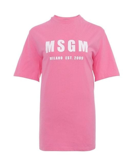 MSGM Pink Logo Leisure T-Shirt