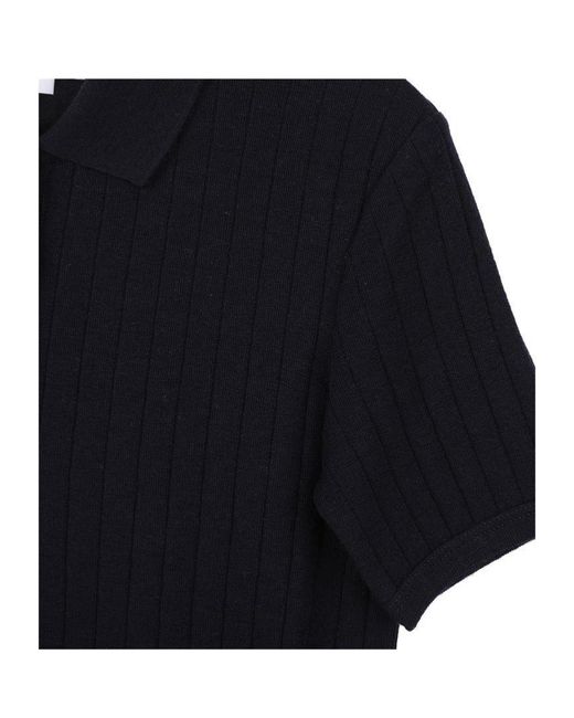 Thom Browne Blue Short-Sleeved Knit Polo Shirt