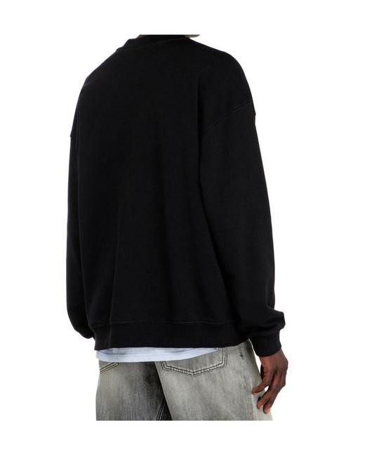 DIESEL Black Cotton Sweatshirt With Graphic Print for men
