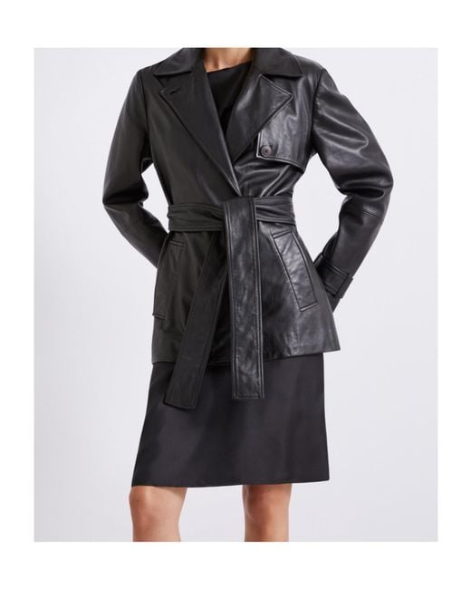 Marella Black Leather Trench Coat