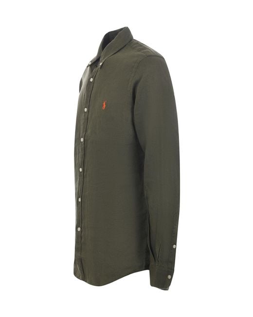 Polo Ralph Lauren Green Linen Shirt for men