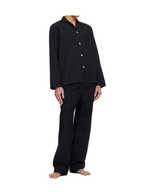 Tekla Black Drawstring Pajama Pants for men
