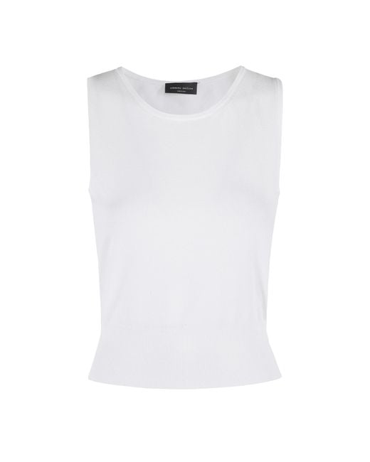 Roberto Collina White Fine-Knit Tank Top
