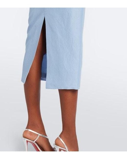 Roland Mouret Blue Belted Caped Midi Dress