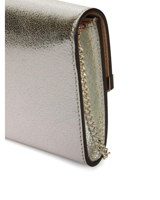 Jimmy Choo White Emmie Metallic-Effect Chain-Strap Clutch Bag