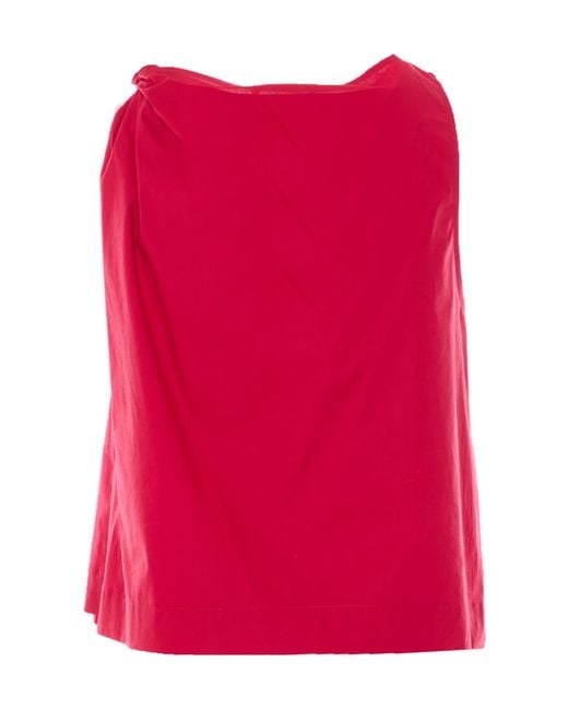 Twinset Red Ruched Sleeveless Top
