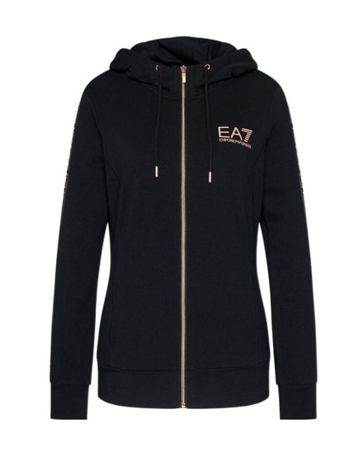EA7 Black Zip-Through Hooded Jacket