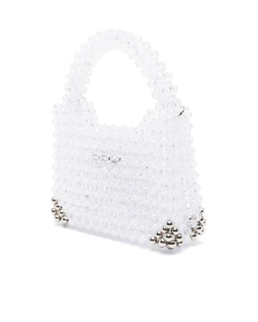 Germanier White Beaded Pearl Clutch Bag