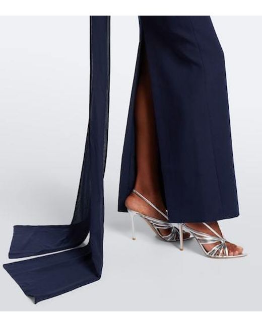 Roland Mouret Blue Scarf-Detail Corset Gown