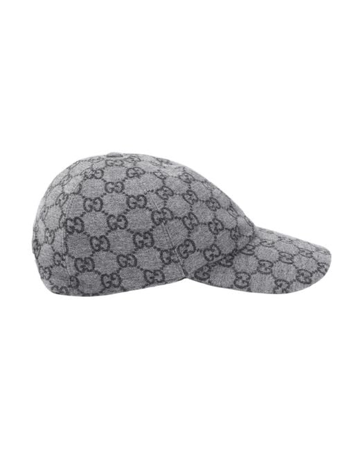 Gucci Gray Gg Flannel Baseball Cap for men