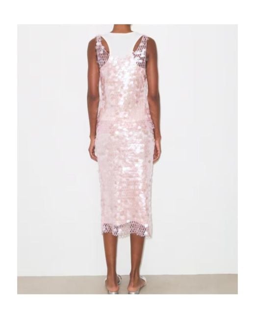Tory Burch Pink Sequin Mesh Top