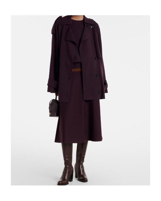 Jardin Des Orangers Purple Cropped Wool And Cashmere Trench Coat