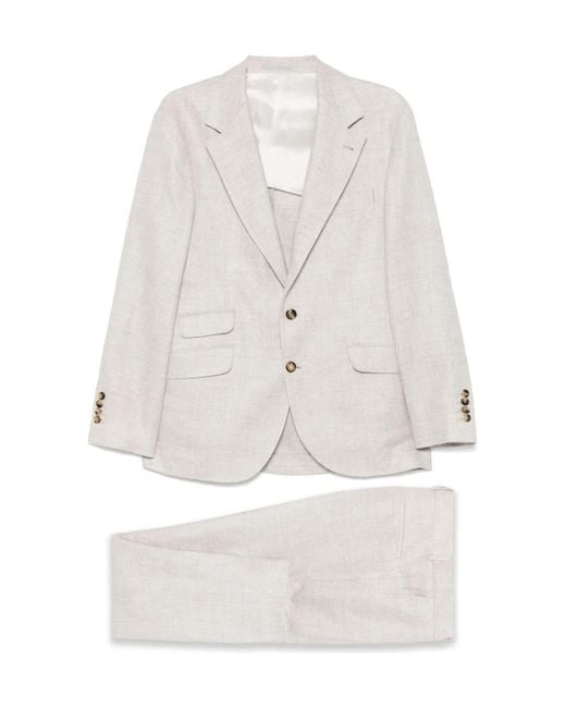 Brunello Cucinelli White Two-Piece Tailored Suit for men