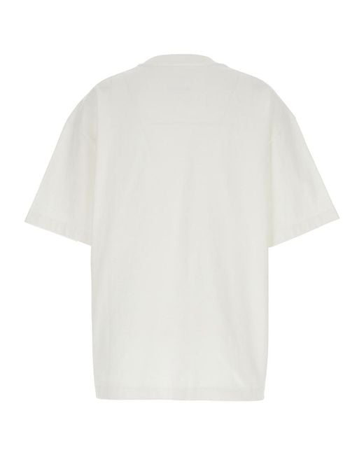 Jil Sander White Logo Printed Crewneck T-Shirt for men