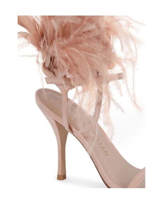 Stuart Weitzman White Feather-Decorated High-Heeled Sandals