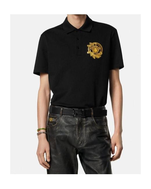 Versace Black Piqué Polo Shirt for men