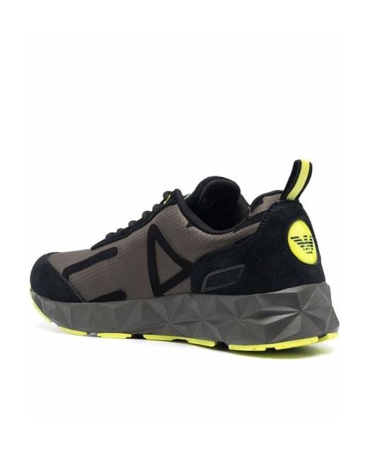 EA7 Black Logo Panel Low-Top Sneakers for men