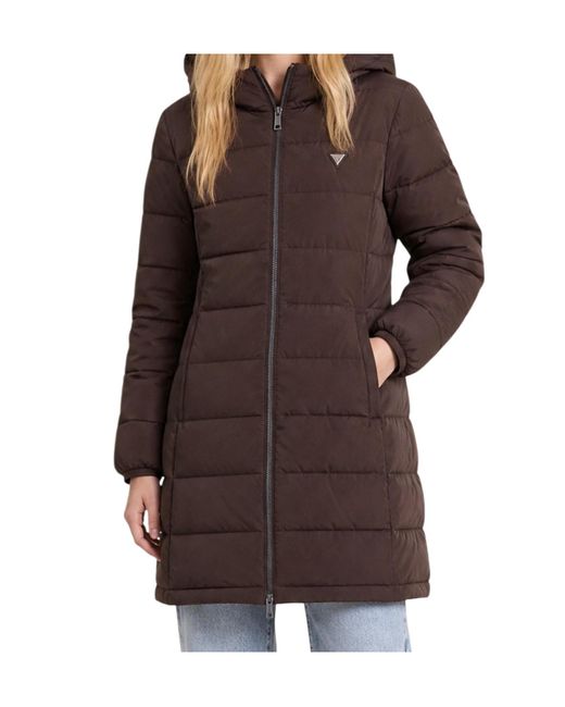 Guess Brown Long-Sleeved Cotton-Padded Jacket