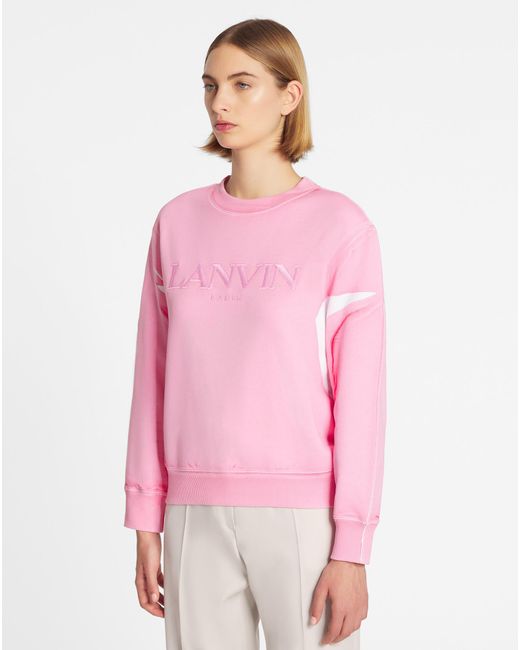 Lanvin Pink Logo Embroidered Crewneck Sweatshirt